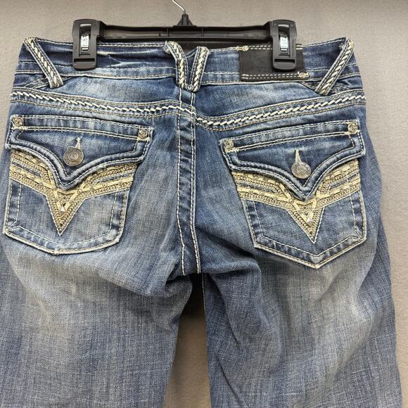 Vigoss Jeans Women's 3x21 Blue The York Capri Leather Studded Embellished - Picture 3 of 14